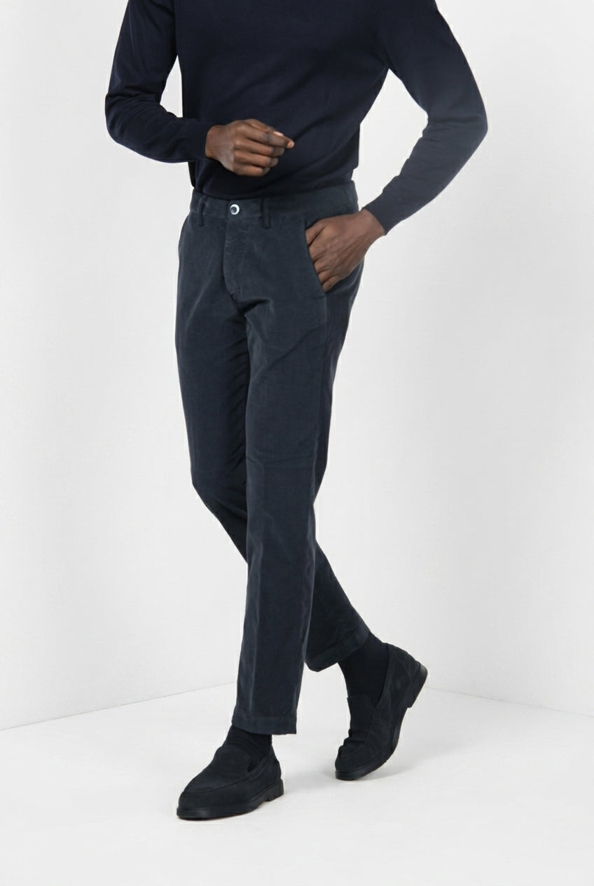 Torino pantalone chino uomo in velluto 1000 righe slim fit ①