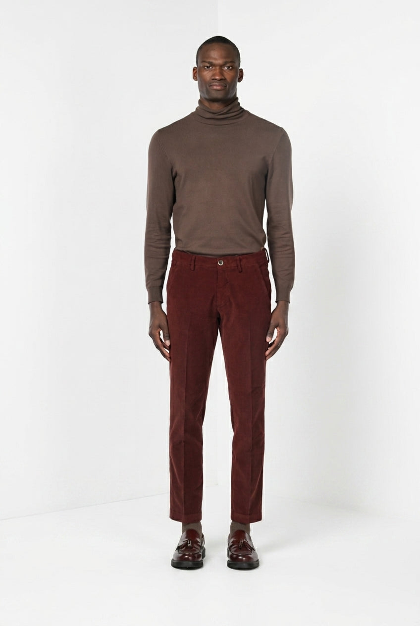 Torino pantalone chino uomo in velluto 1000 righe slim fit ①