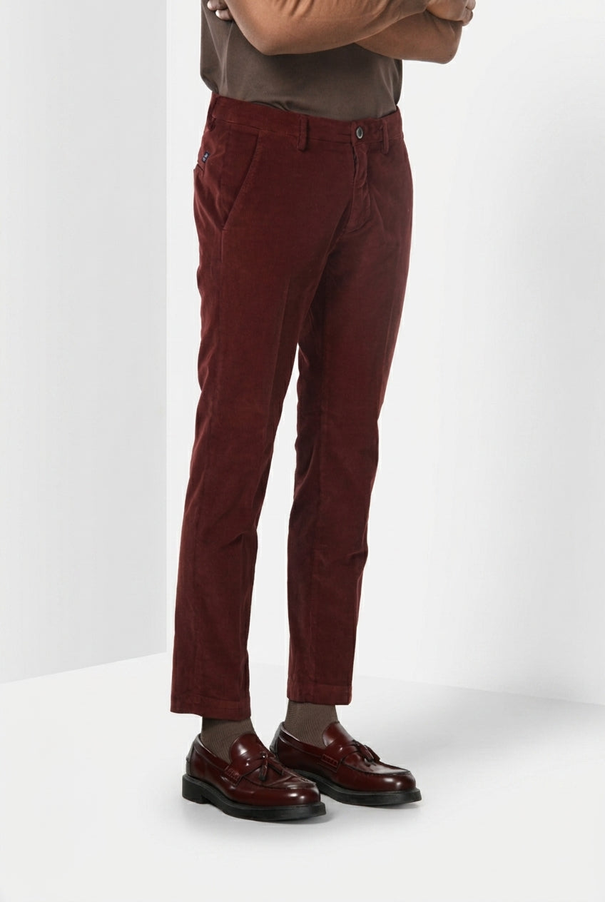 Torino pantalone chino uomo in velluto 1000 righe slim fit ①