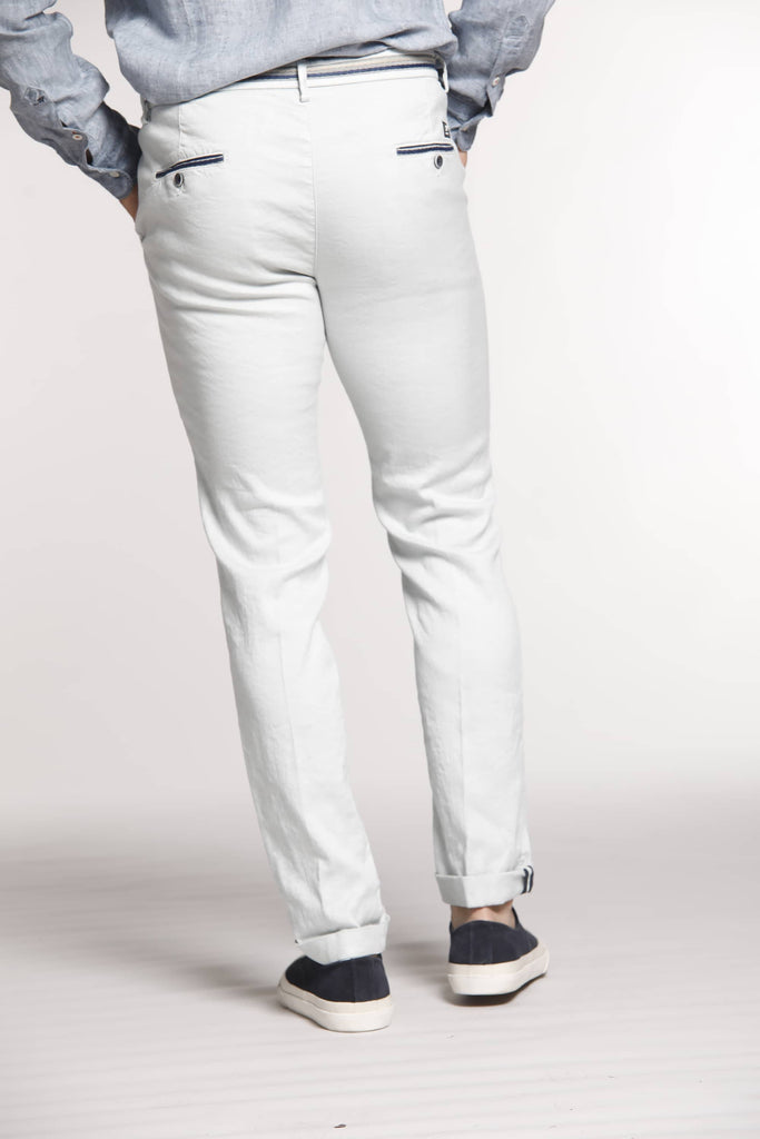 Torino Oxford man chino pants in linen and cotton with ribbon slim