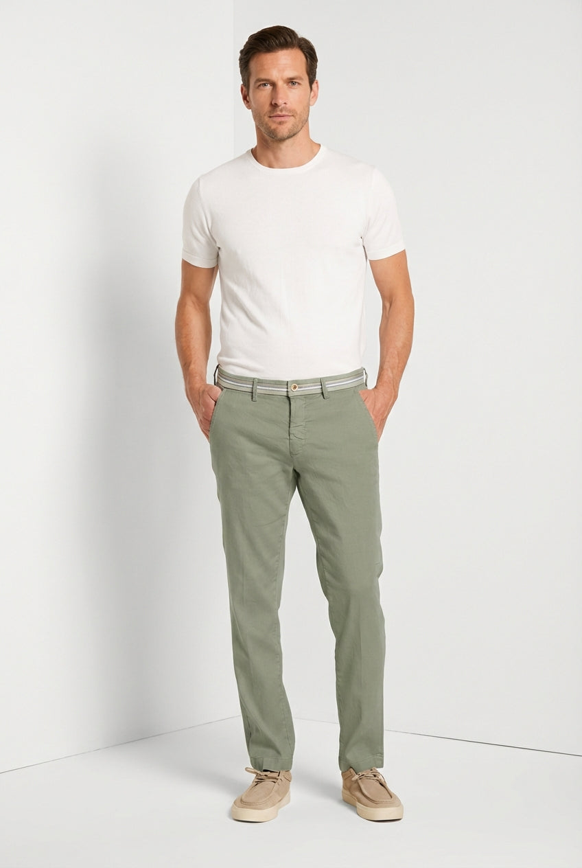 Torino Oxford Herren Chinohose aus Twill aus Leinen und Baumwolle slim fit