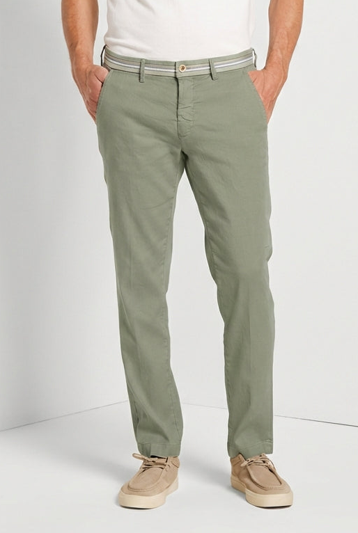 Torino Oxford men's chino pants in linen and cotton twill slim fit
