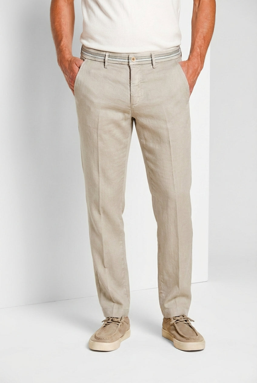 Torino Oxford pantalone chino uomo in twill di lino e cotone slim fit