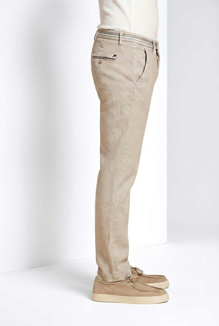 Torino Oxford pantalone chino uomo in twill di lino e cotone slim fit