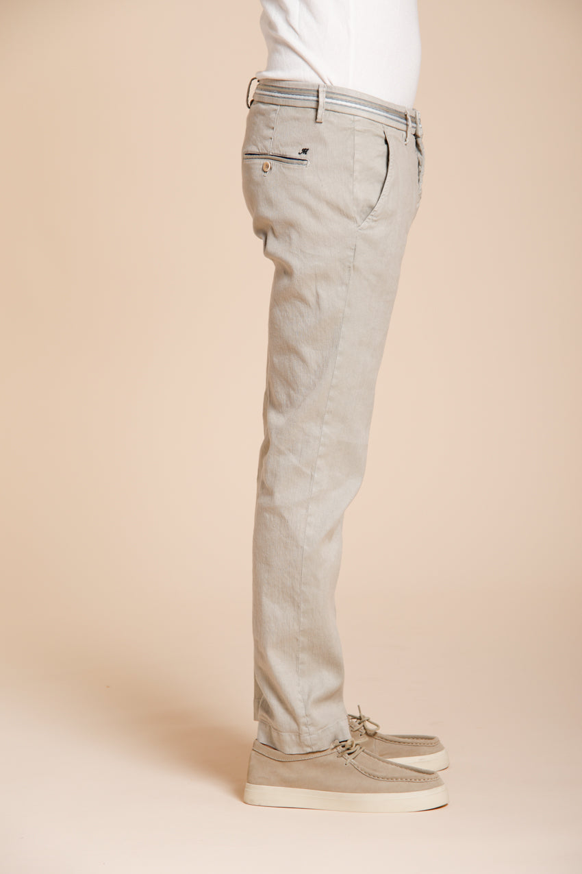 Torino Oxford men's chino pants in linen and cotton twill slim fit