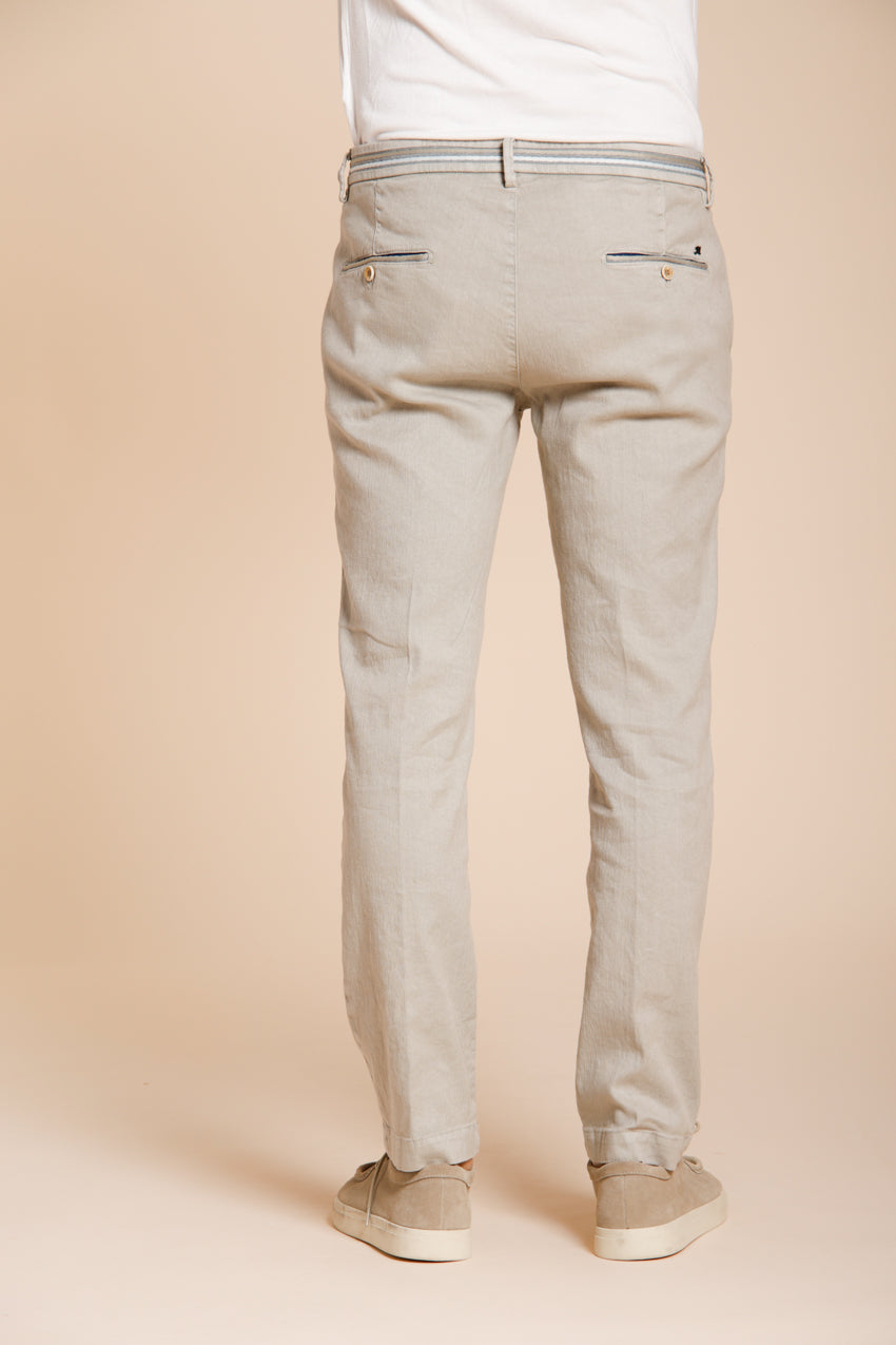 Torino Oxford men's chino pants in linen and cotton twill slim fit