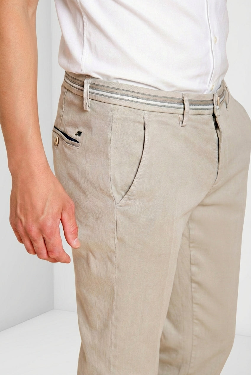 Torino Oxford men's chino pants in linen and cotton twill slim fit