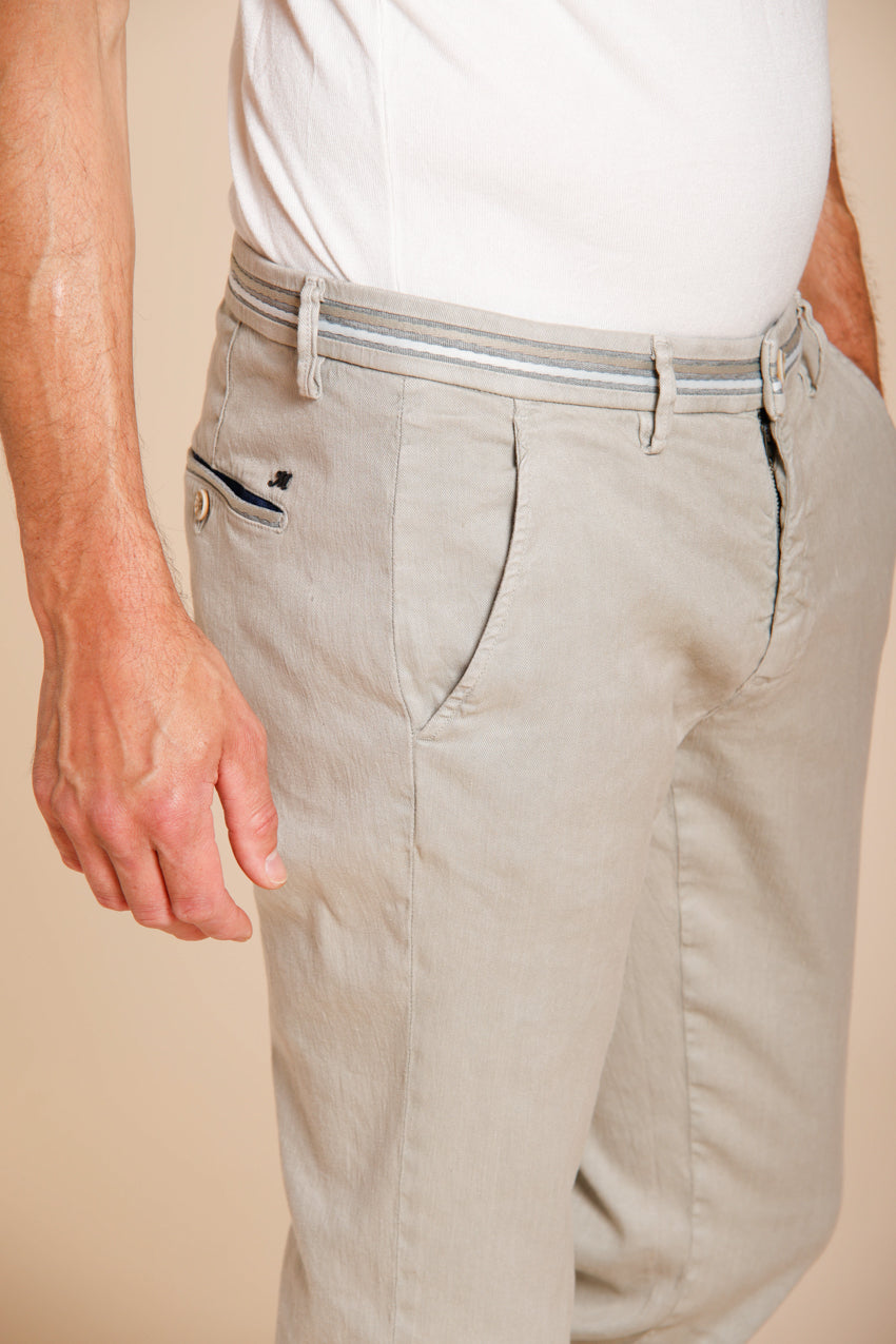 Torino Oxford men's chino pants in linen and cotton twill slim fit