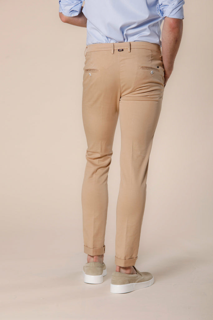 Image 4 of Mason's Torino Summer Color pattern dark khaki cotton twill and tencel men's chino pants