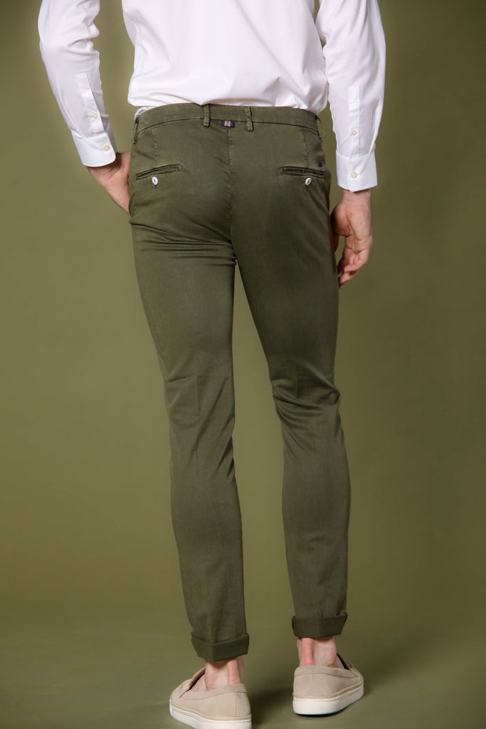 Image 4 of Mason's Torino Summer Color pattern green cotton twill and tencel men's chino pants
