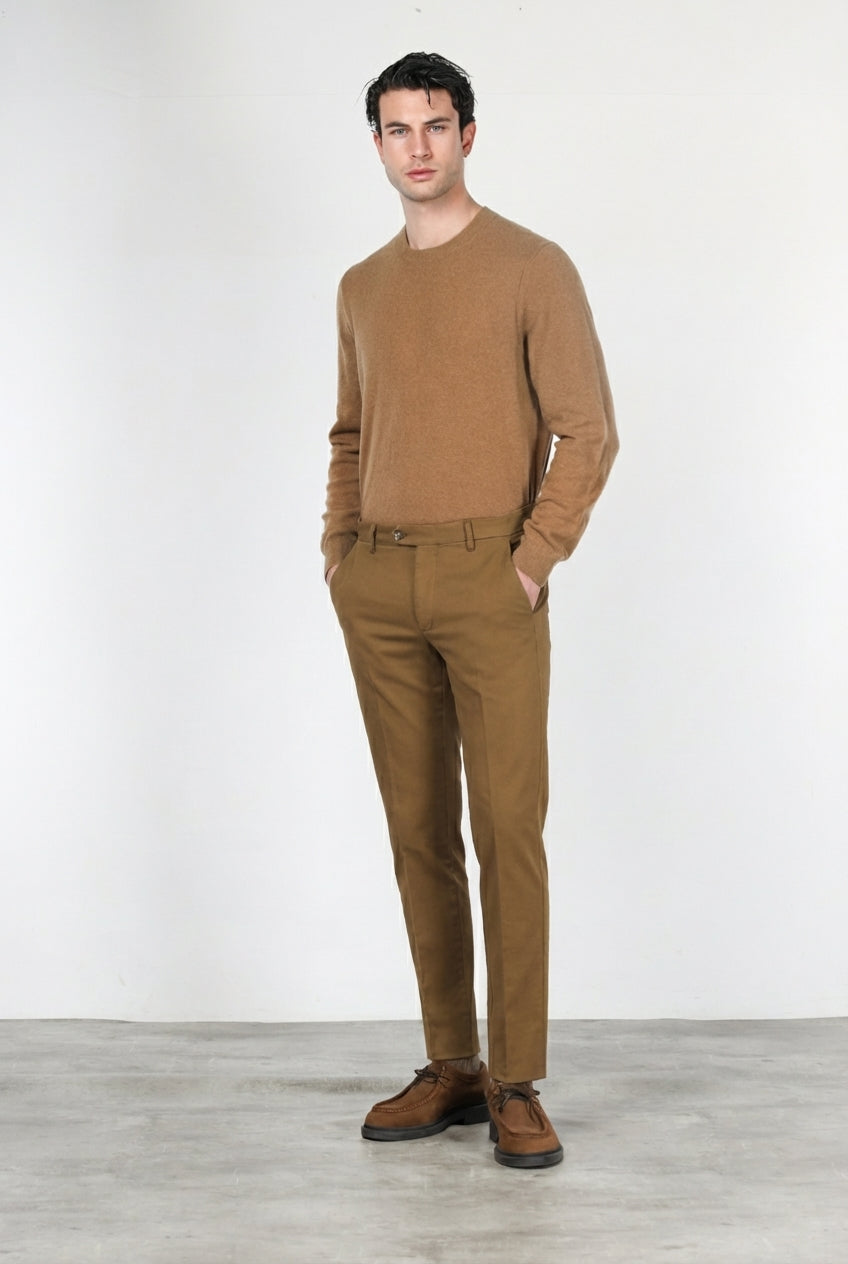 Torino Flex men’s chino pants in satin, slim fit ①