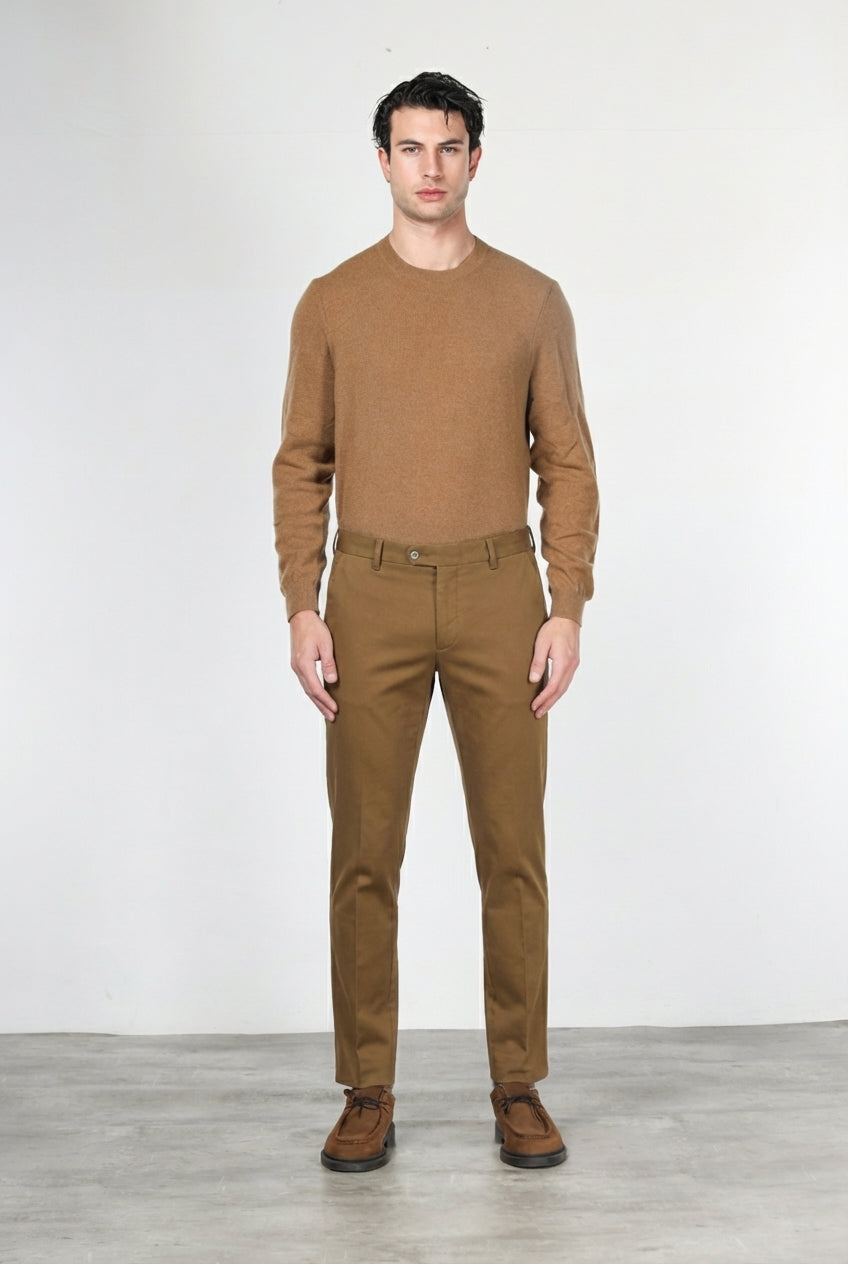 Torino Flex men’s chino pants in satin, slim fit ①