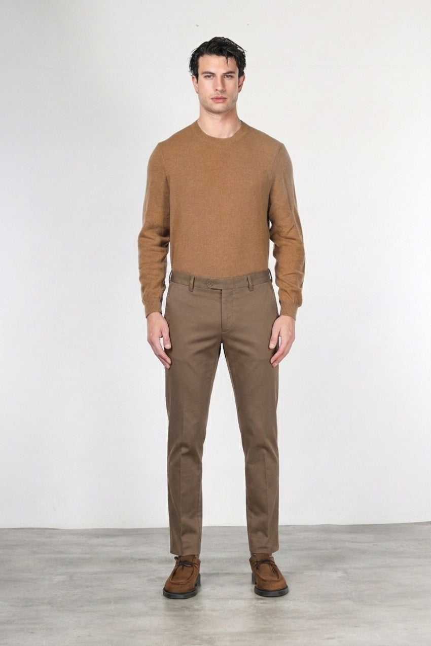 Torino Flex men’s chino pants in satin with slim fit ①