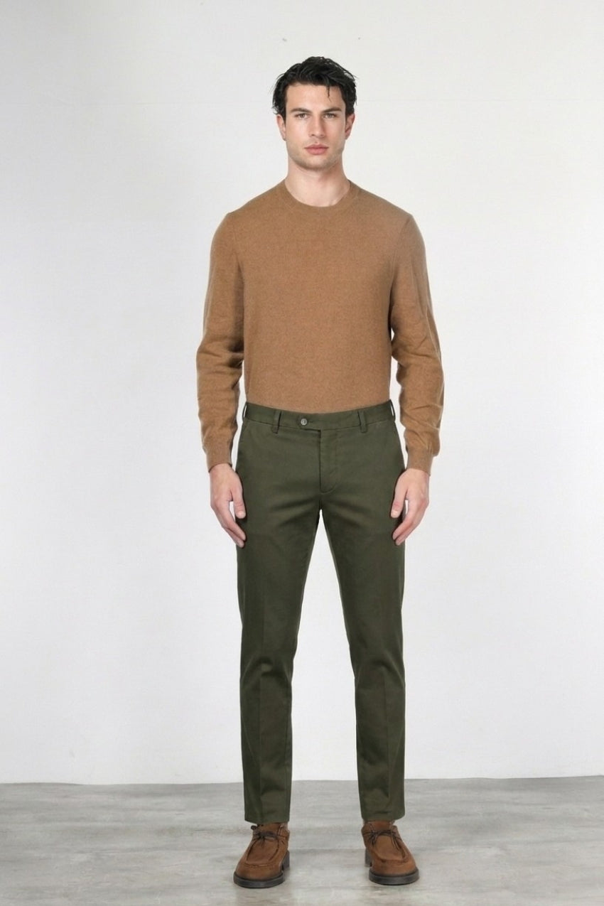 Torino Flex men’s chino pants in satin with slim fit ①
