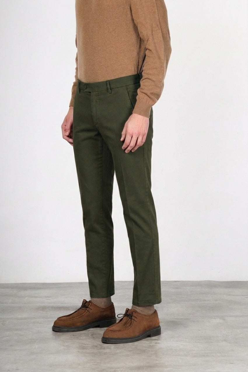 Torino Flex men’s chino pants in satin with slim fit ①