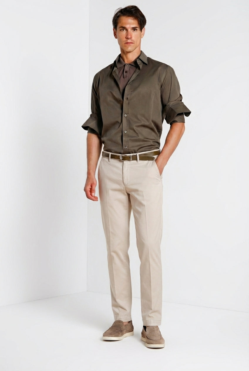 Torino Flex men's chino pants stretch gabardine slim fit ①