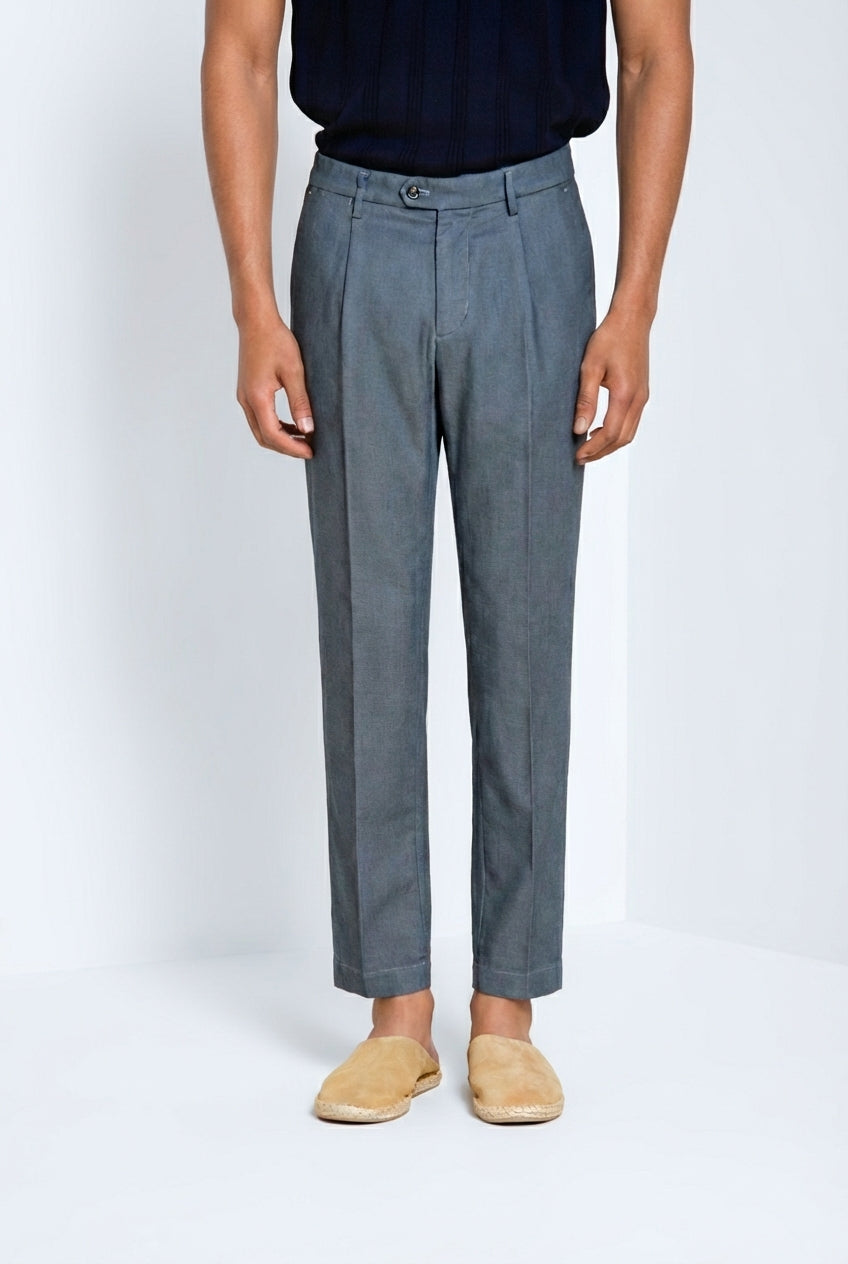 Torino 1 Pinces Flex pantalon chino homme en coton Prestige armure œil-de-perdrix slim fit