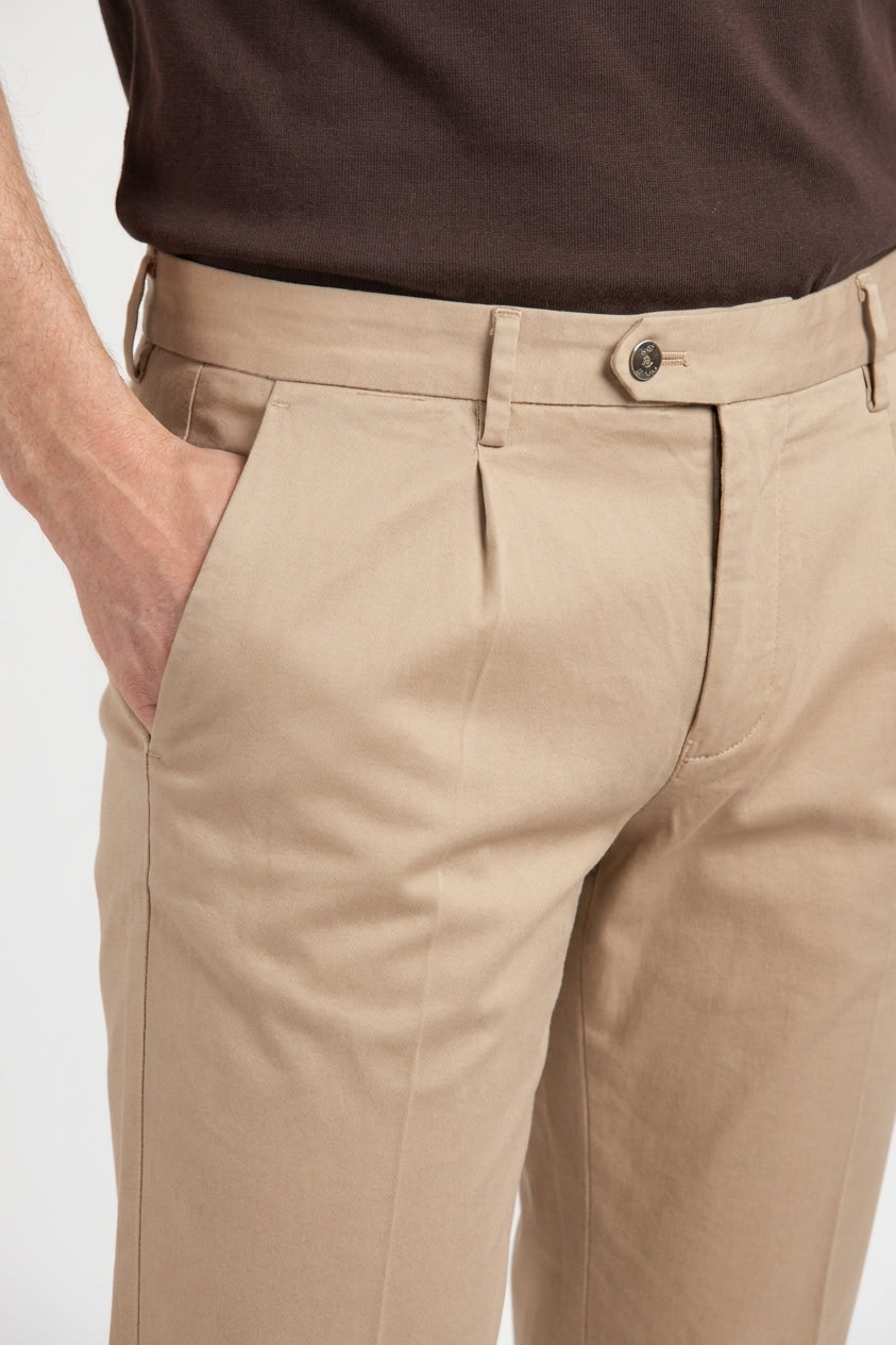 Torino 1 Pinces Flex pantalon chino homme en gabardine super stretch slim fit