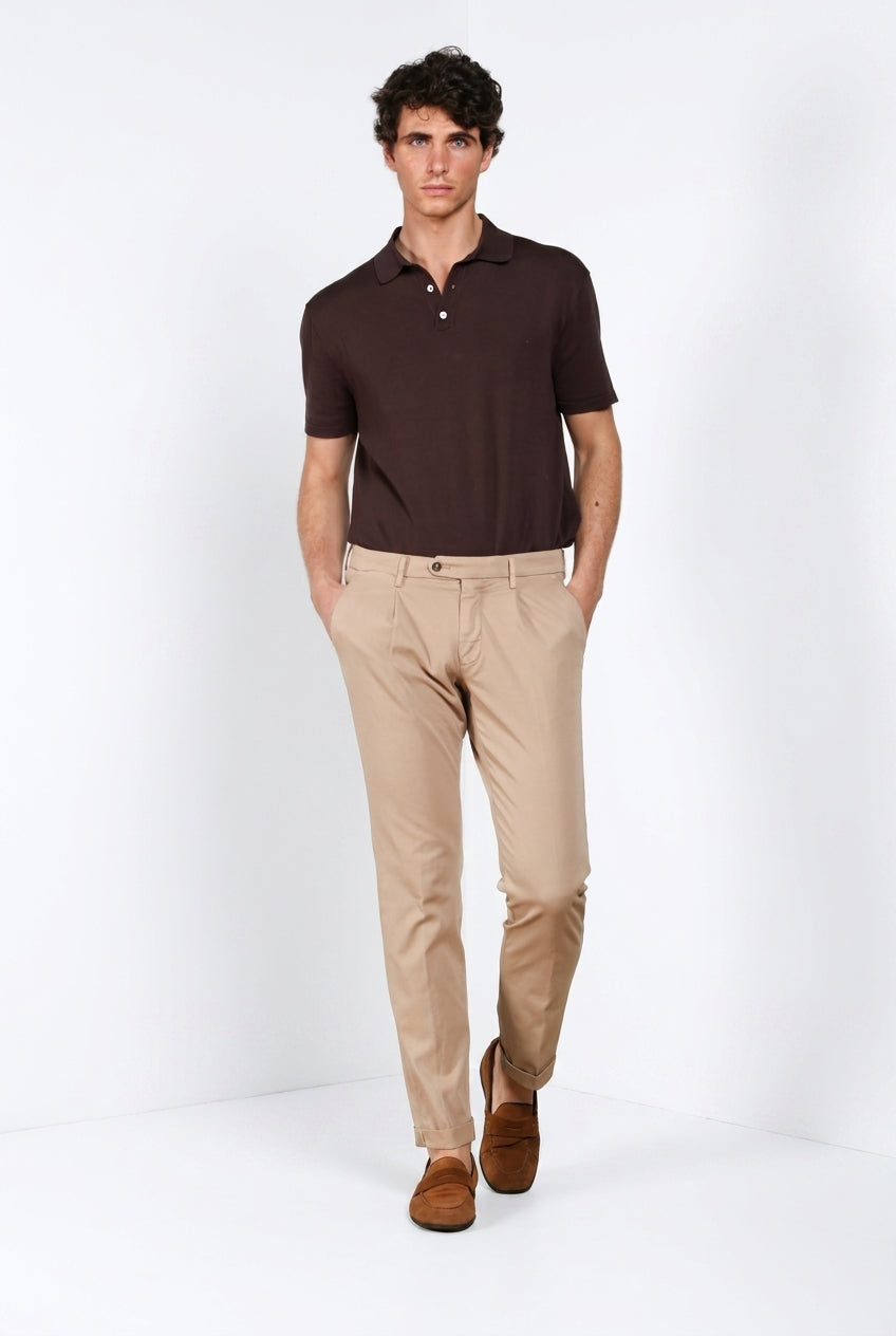 Torino 1 Pinces Flex pantalon chino homme en gabardine super stretch slim fit