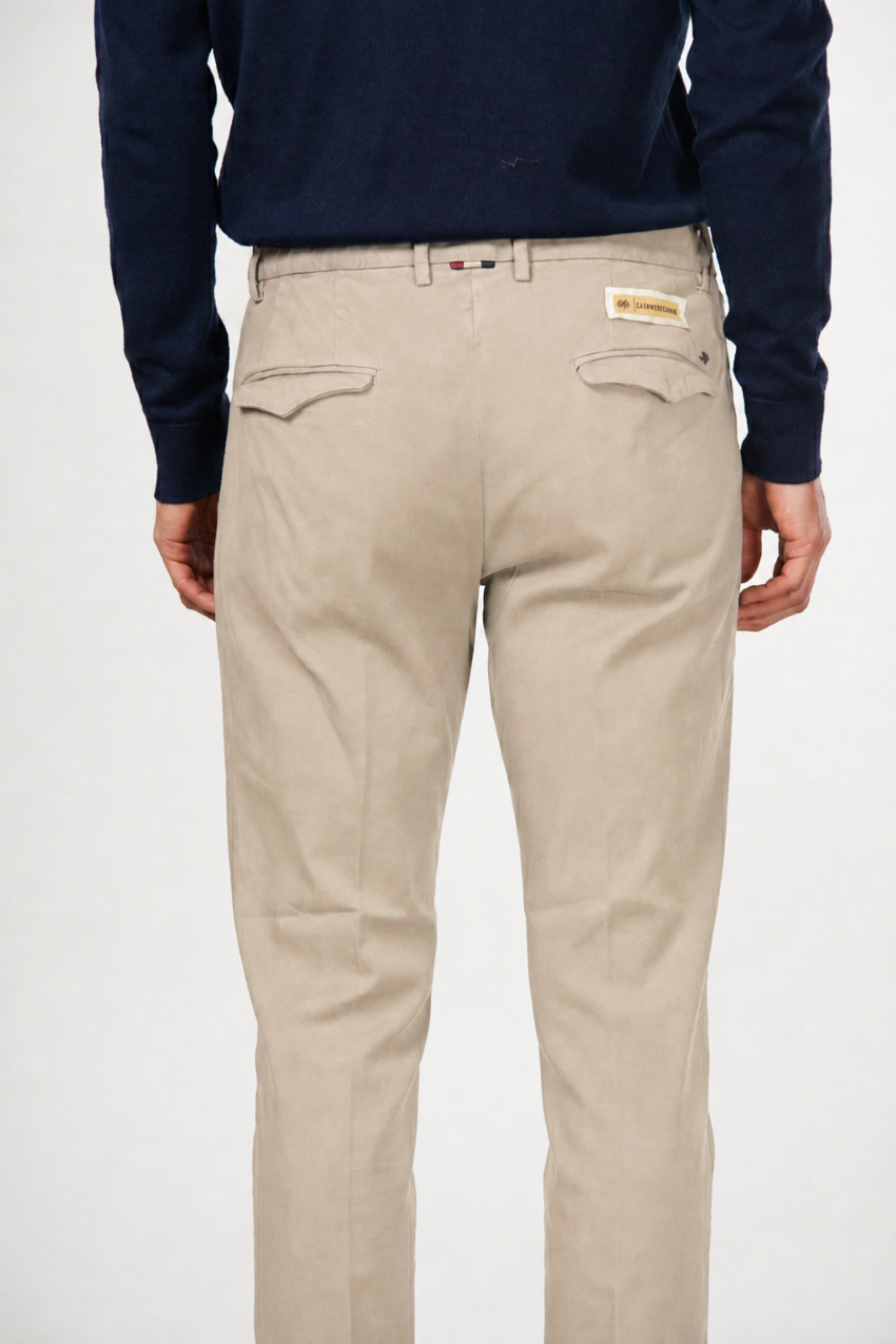 Torino 1 Pinces Flex men’s chino pants in cotton and cashmere twill with slim fit