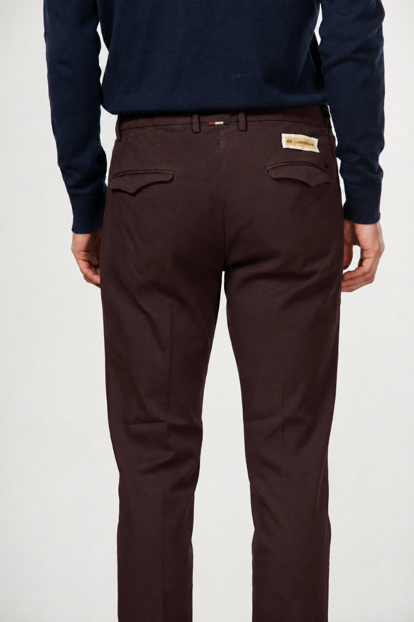 Torino 1 Pinces Flex men’s chino pants in cotton and cashmere twill with slim fit