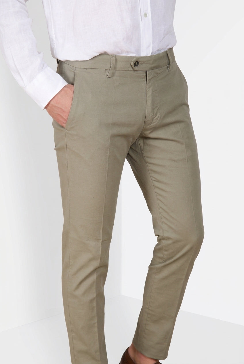 Torino City Icon Flex men's chino pants in stretch cotton and linen cavalry slim fit
