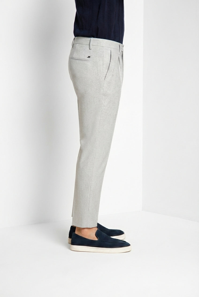 Torino City 1 Pinces pantalon chino homme en micro-motif pied-de-poule teint en fil slim fit