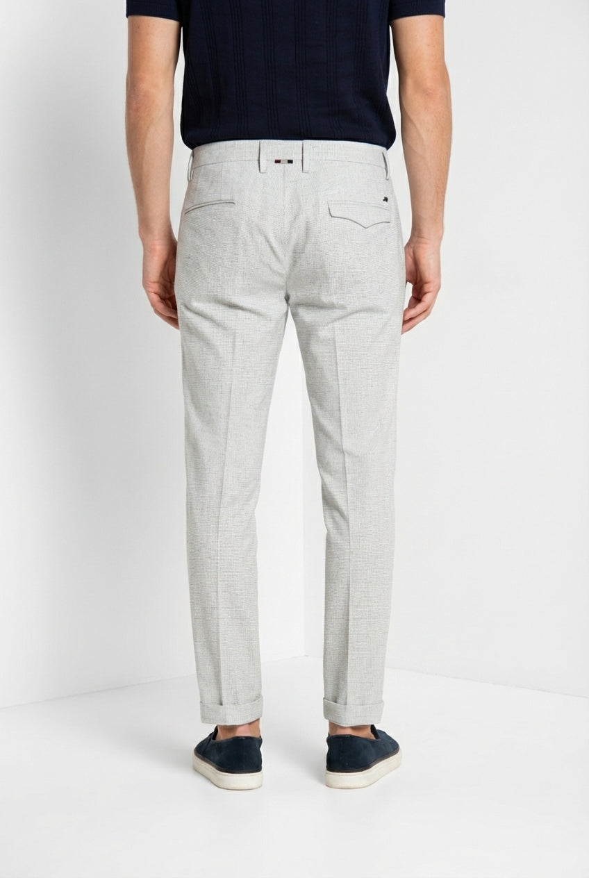 Torino City 1 Pinces pantalon chino homme en micro-motif pied-de-poule teint en fil slim fit