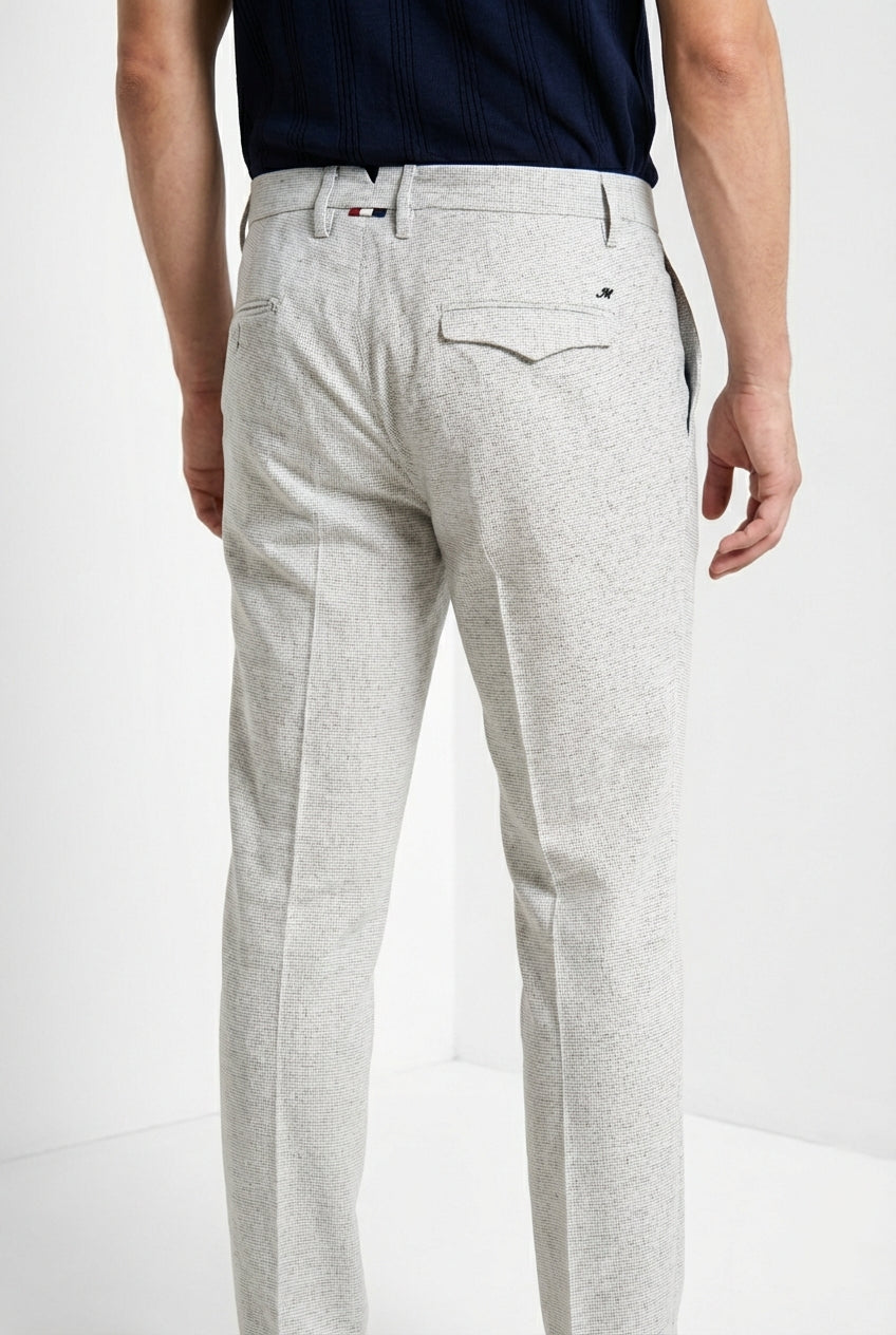 Torino City 1 Pinces pantalon chino homme en micro-motif pied-de-poule teint en fil slim fit
