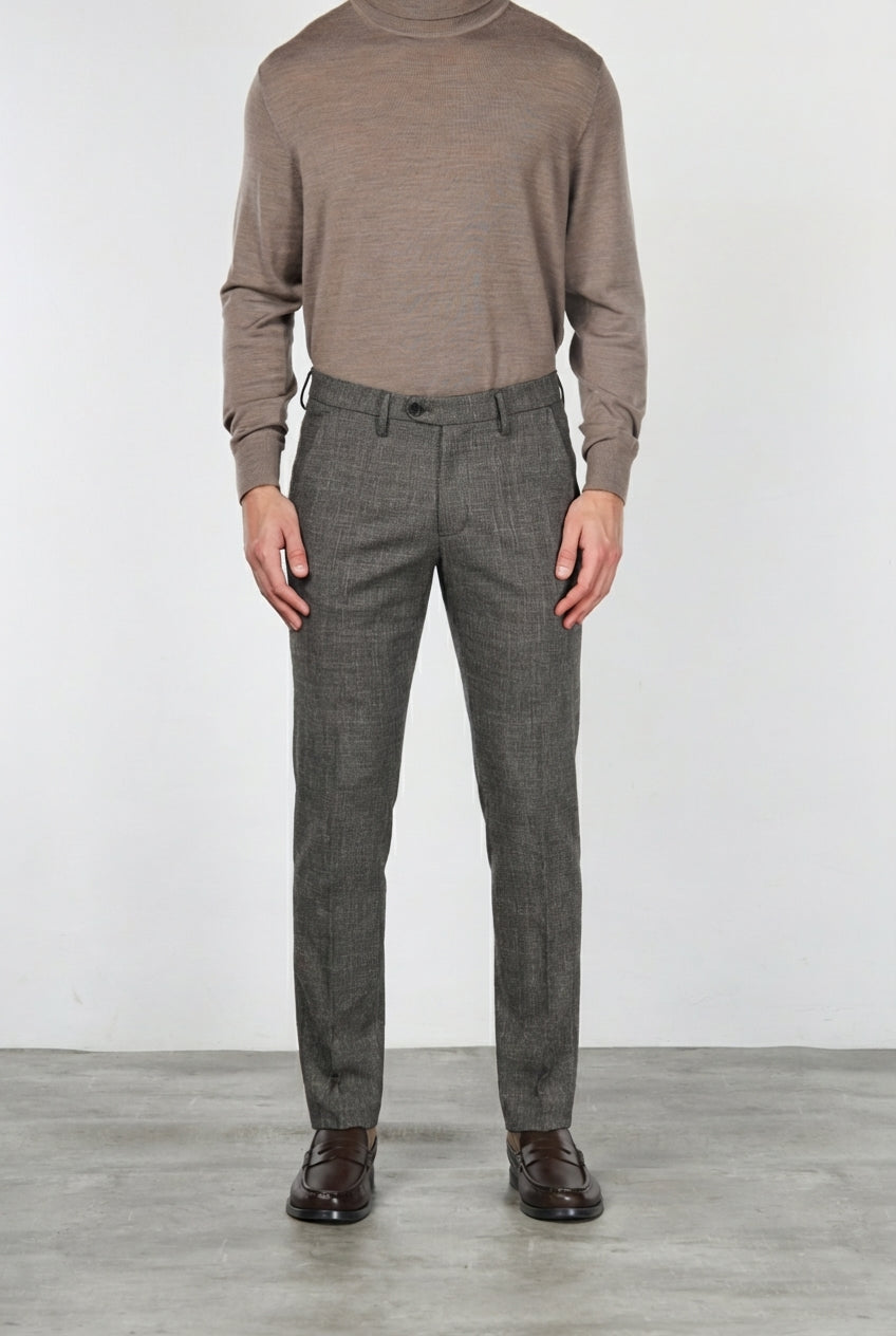 Torino City pantalone chino uomo fantasia galles sfumato tinto filo slim fit