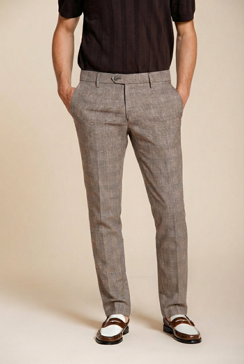 Torino City Hose Chino Herren Glencheck-Muster slim fit