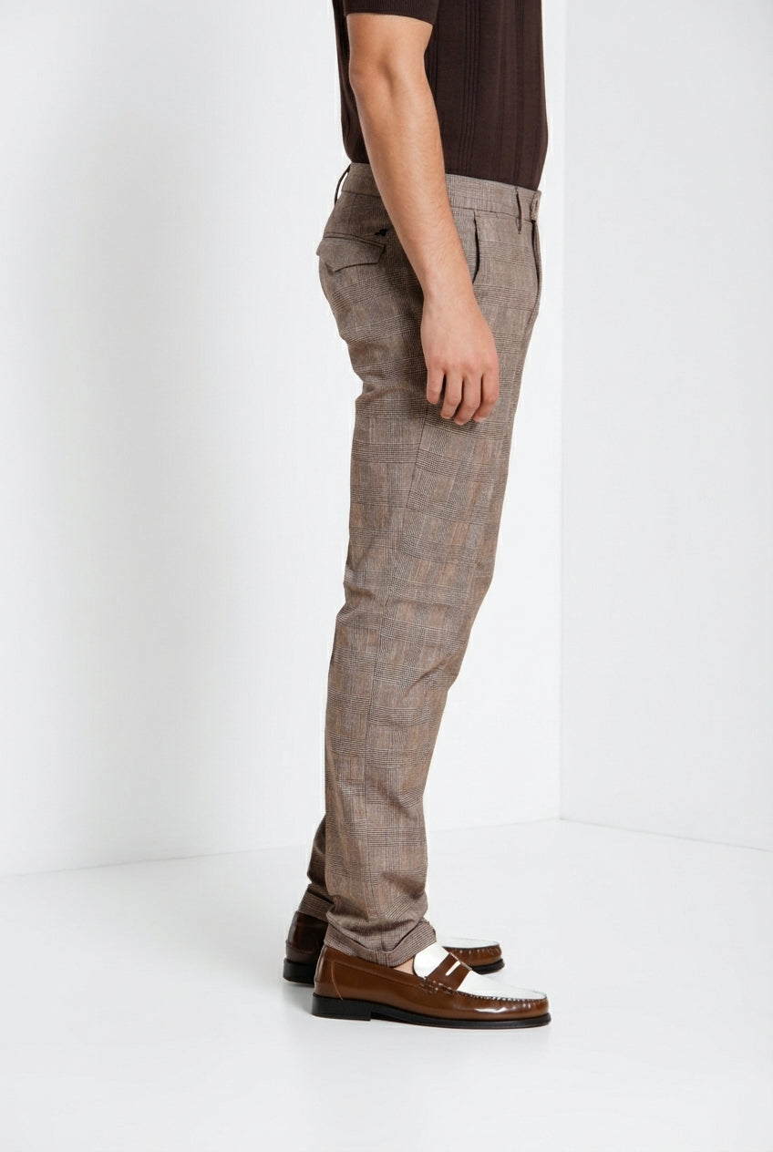 Torino City men's chino pants prince of Wales print slim fit