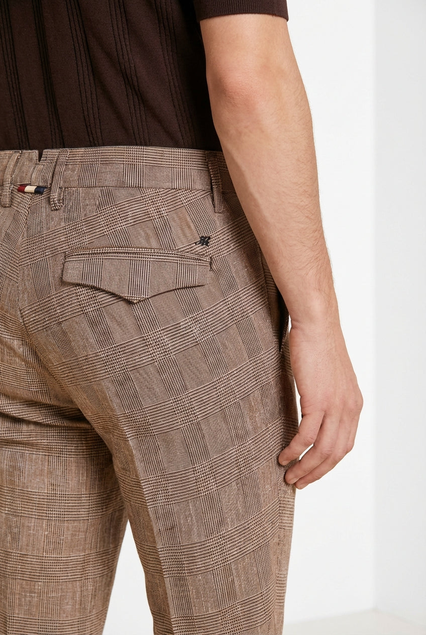 Torino City Hose Chino Herren Glencheck-Muster slim fit