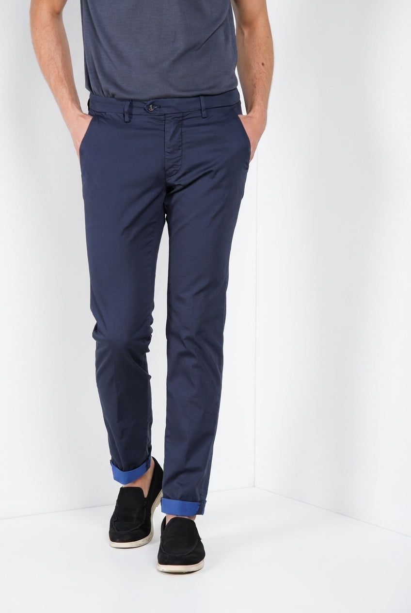 Torino City Travel men's chino pants technical stretch satin slim fit