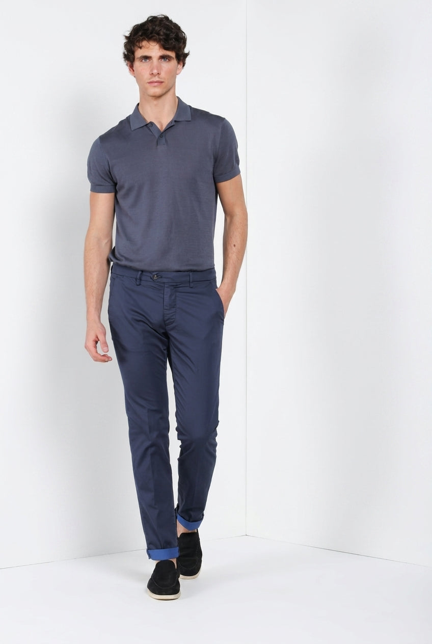 Torino City Travel men's chino pants technical stretch satin slim fit