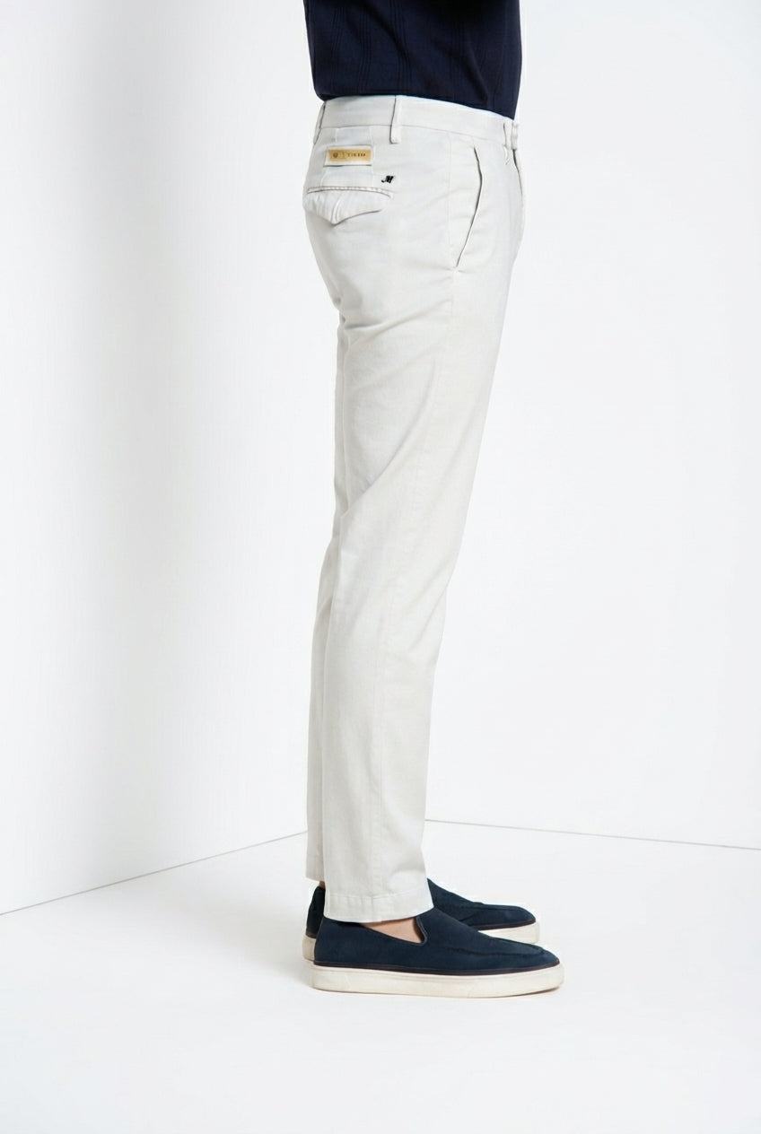 Torino City men's chino pants in cotton and silk satin slim fit