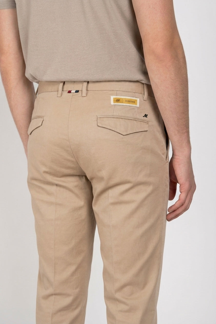 Torino City men's chino pants in cotton and silk satin slim fit