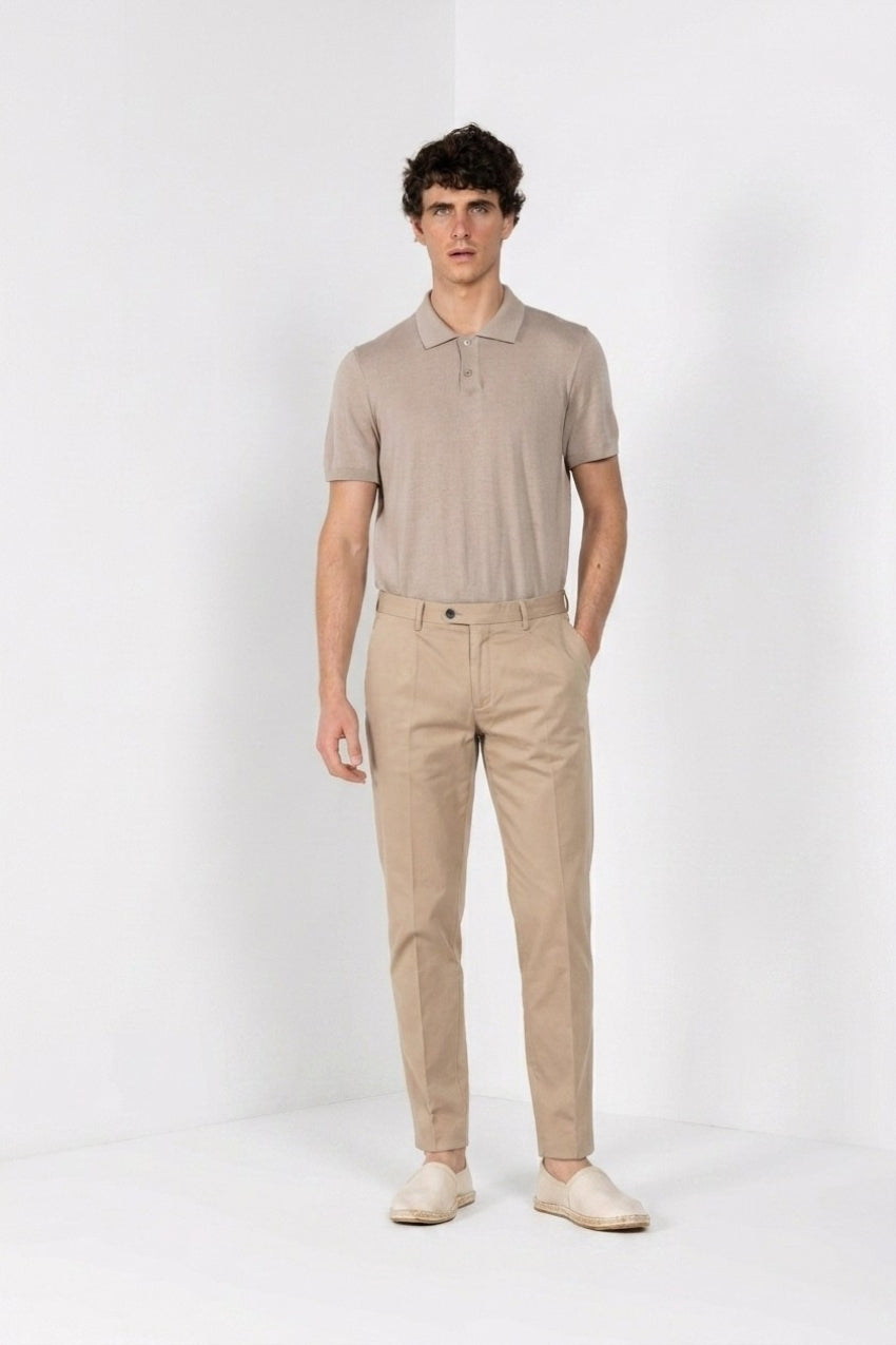 Torino City pantalon chino homme en satin de coton et soie slim fit