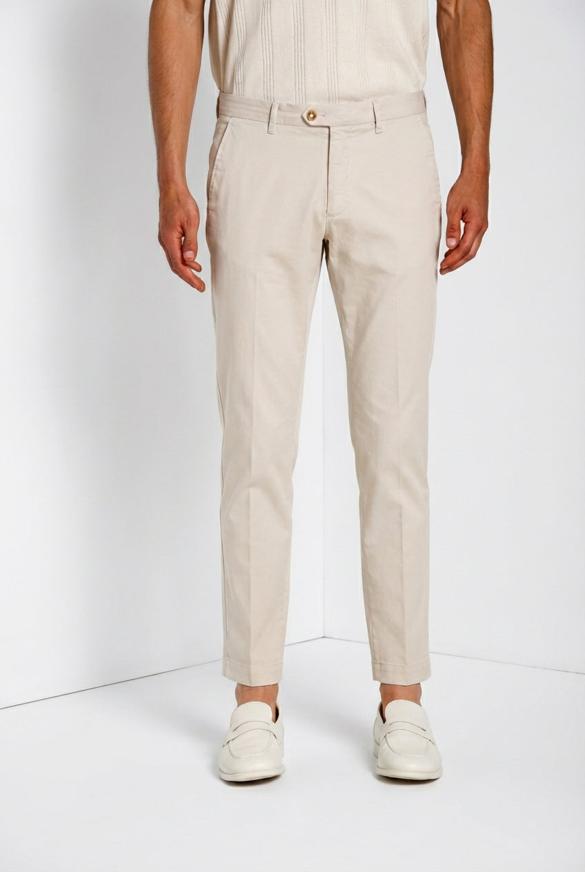 Torino City Herren Chino Hose aus feiner Trikotine aus Baumwolle und Lyocell slim fit