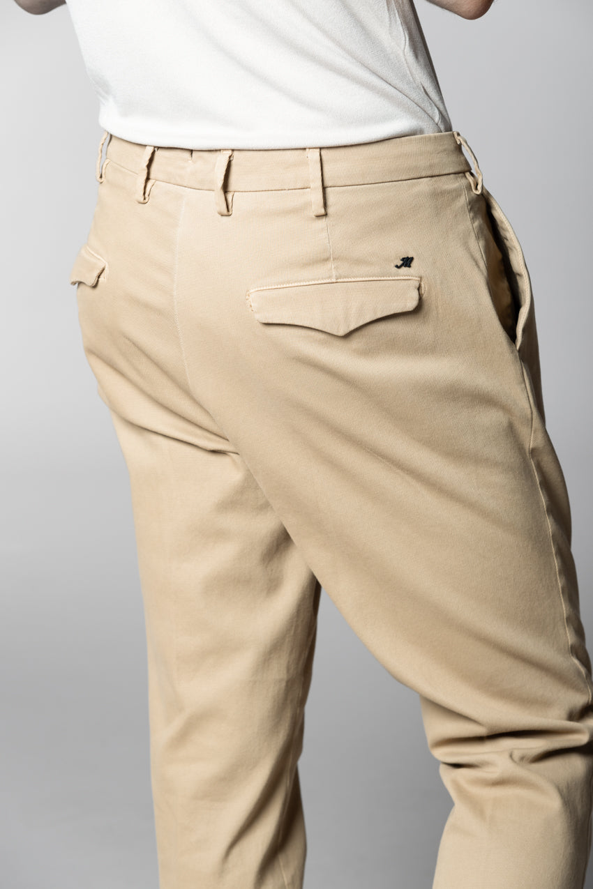 Boston 2 Pinces pantalone chino uomo in tricotina relaxed fit