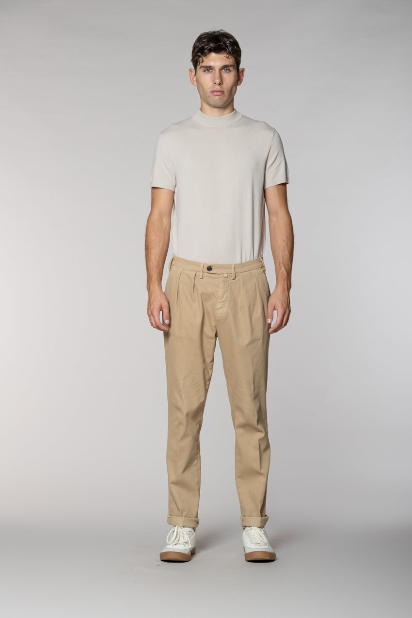 Boston 2 Pinces pantalone chino uomo in tricotina relaxed fit