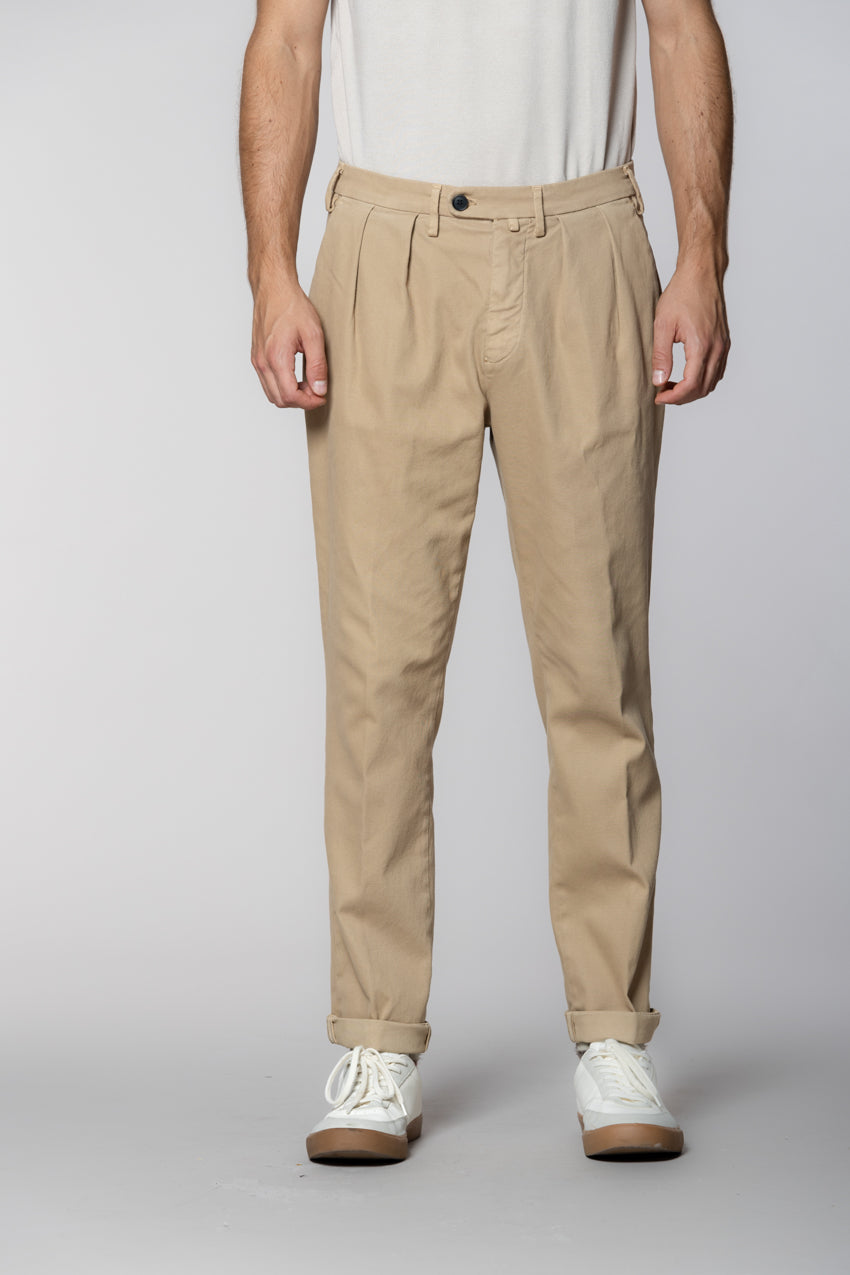 Boston 2 Pinces pantalone chino uomo in tricotina relaxed fit