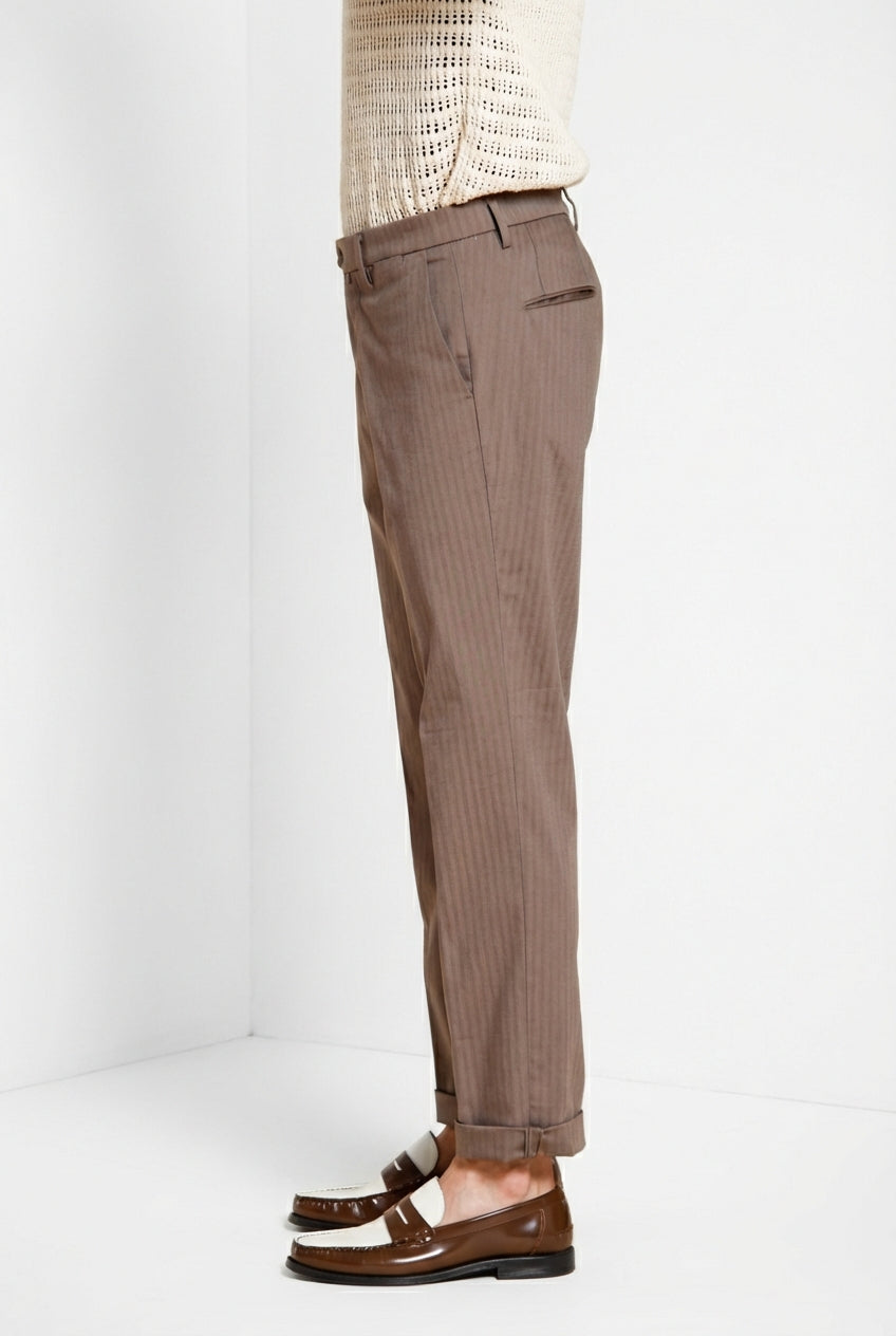 Boston pantalon chino homme en chevron teint en fil stretch relaxed fit