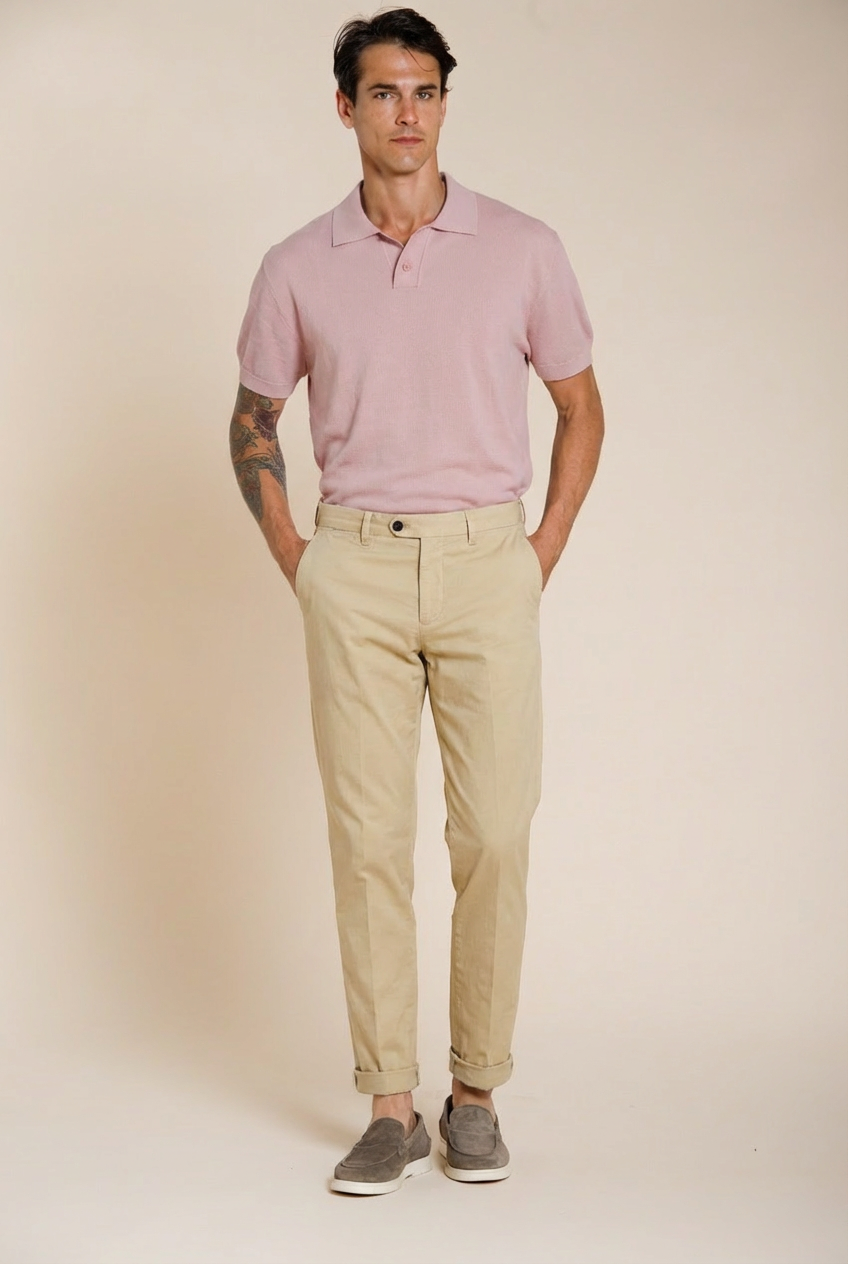 Boston pantalone chino uomo in twill leggero stretch relaxed fit