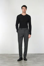Paris pantalone chino uomo gessato in jersey flanella carrot fit