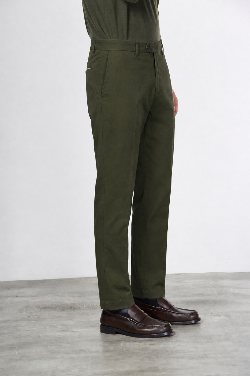 Paris pantalone chino uomo in gabardina cotone e lana carrot fit