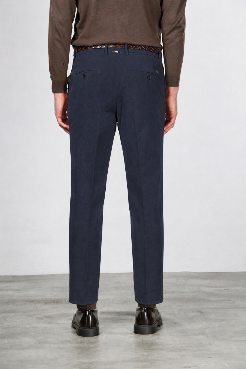 Paris men’s stretch corduroy chino pants 1000-rib carrot fit ①