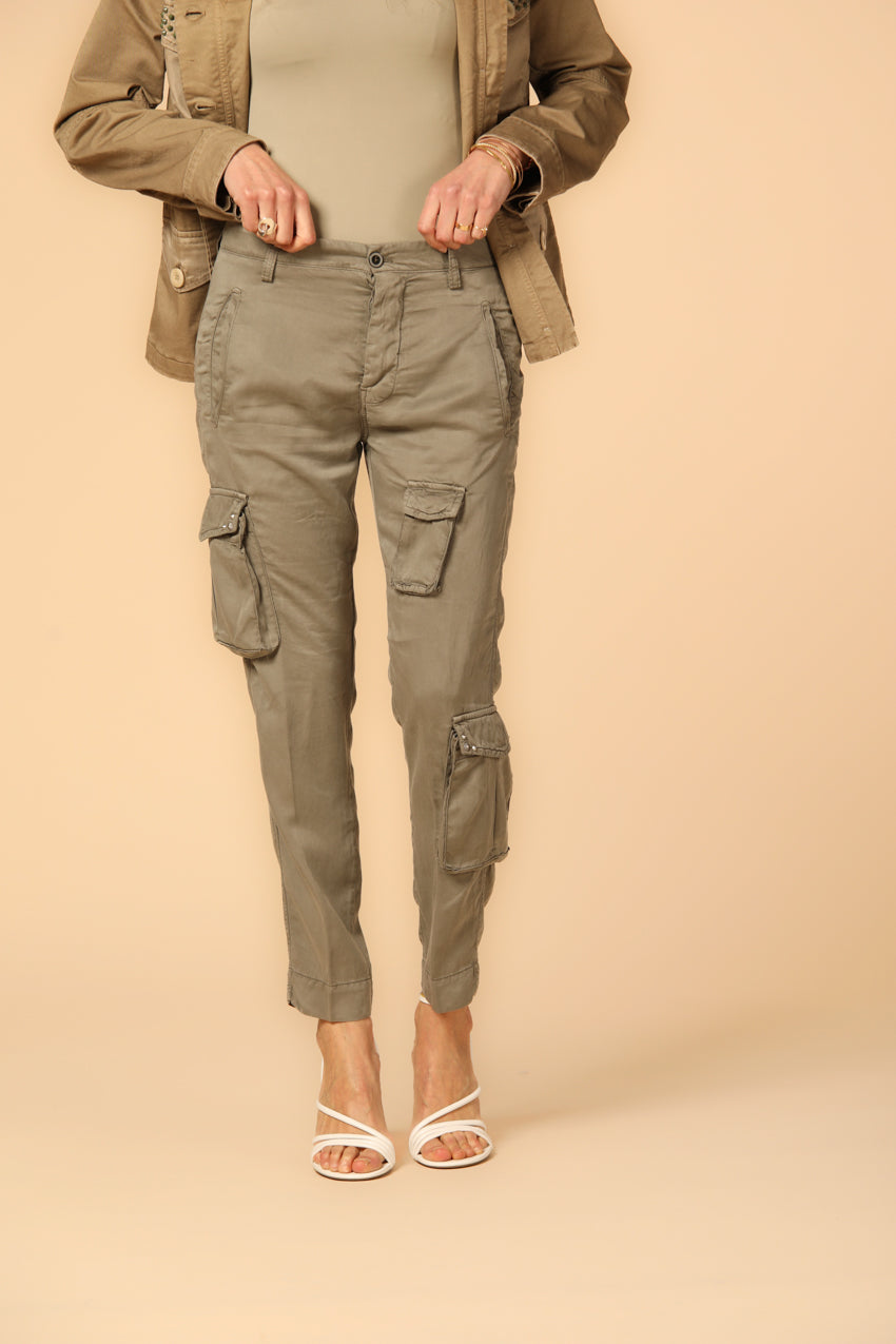Image 1 of women's cargo pants, Asia Snake model, in military green with a relaxed fit by Mason's