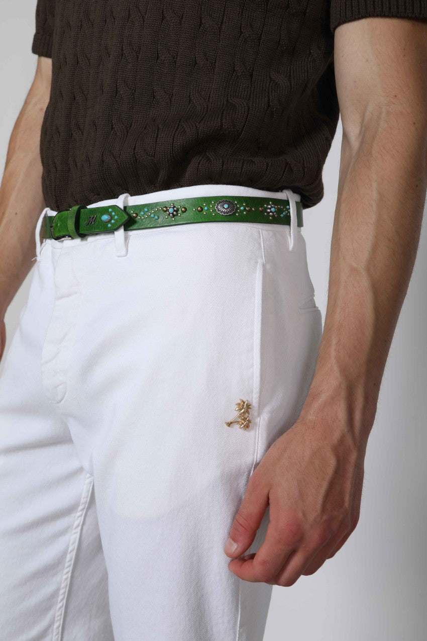 Cintura in pelle fatta a mano con borchie