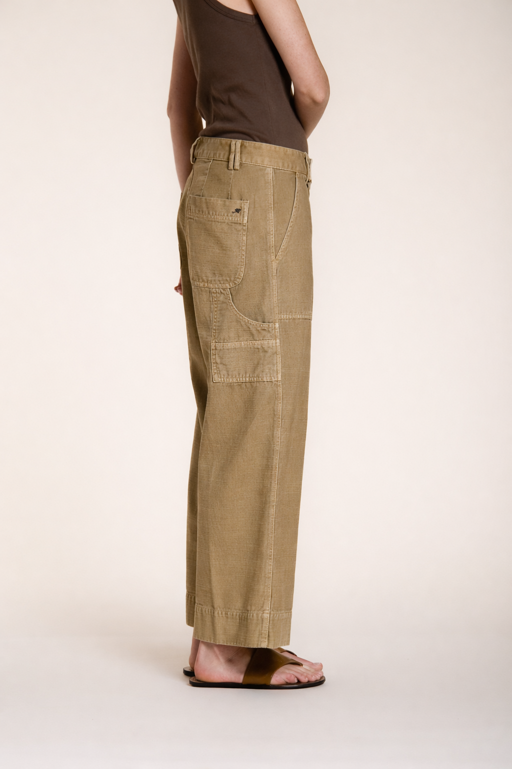 Dallas Wide women's cargo pants in slub cotton straight fit